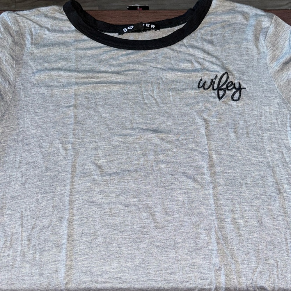 large crop top with embroidery “wifey”